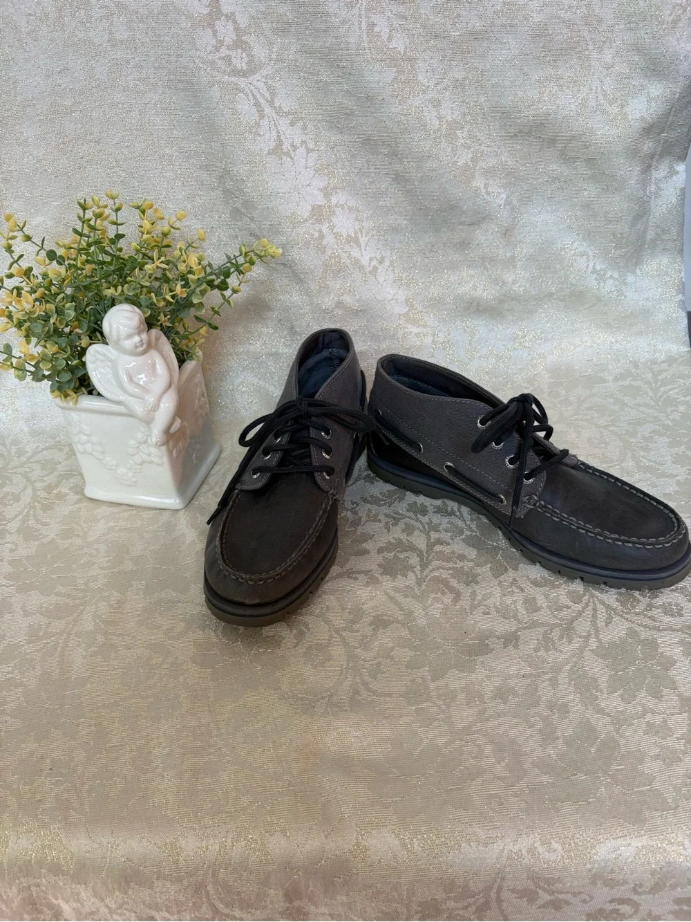 Sperry Leather & Canvass Topsider Shoes - Lace-Up Comfort in Gray